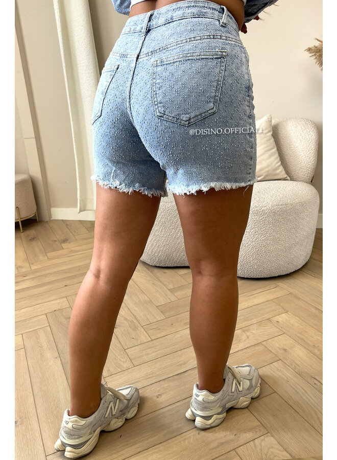 LIGHT BLUE - 'RILEY SHORTS' - SUPER STRETCH RELIEF DENIM SHORT