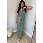 KHAKI GREEN - 'DAISY JUMPSUIT' - MULTI WAY MOUSSELINE COTTON JUMPSUIT