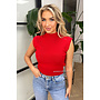 RED - 'CLEO' - BOYFRIEND PUFF SHOULDER TOP
