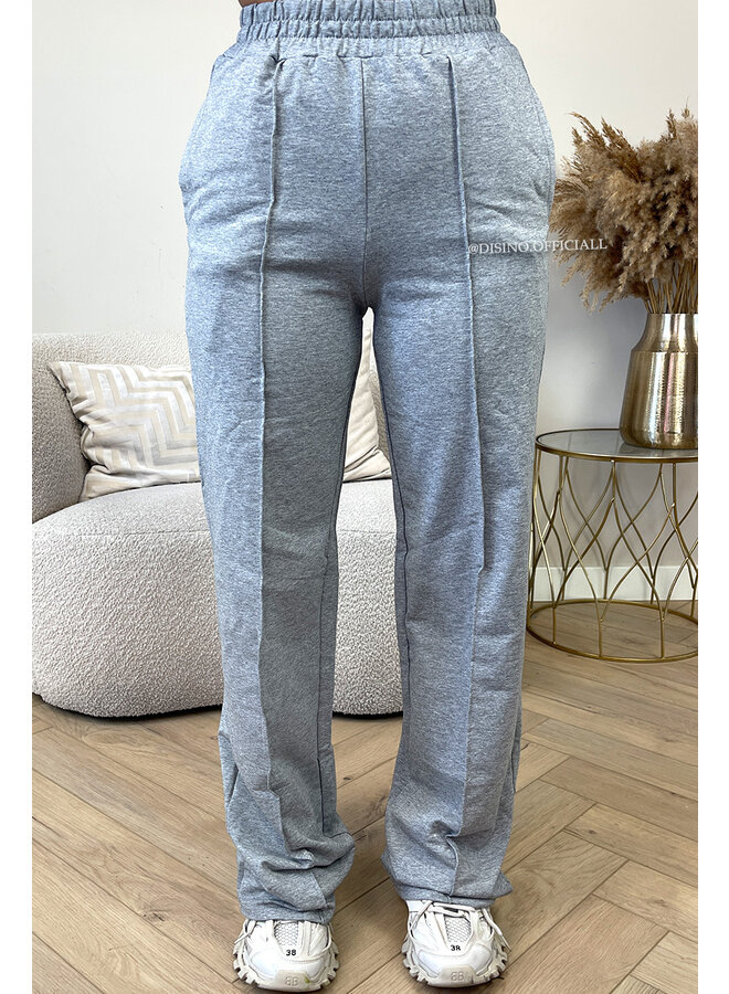 GREY MELANGE - 'EVI COMFY PANTS' - PREMIUM QUALITY WIDE LEG JOGGER PANTS