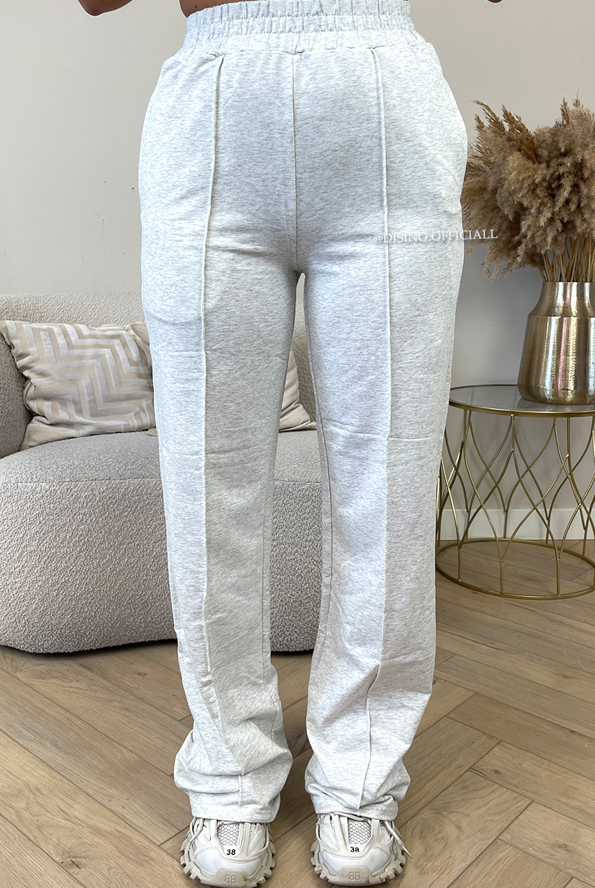 LIGHT GREY EVI COMFY PANTS PREMIUM QUALITY WIDE LEG JOGGER PANTS DISINO Fashion Boutique