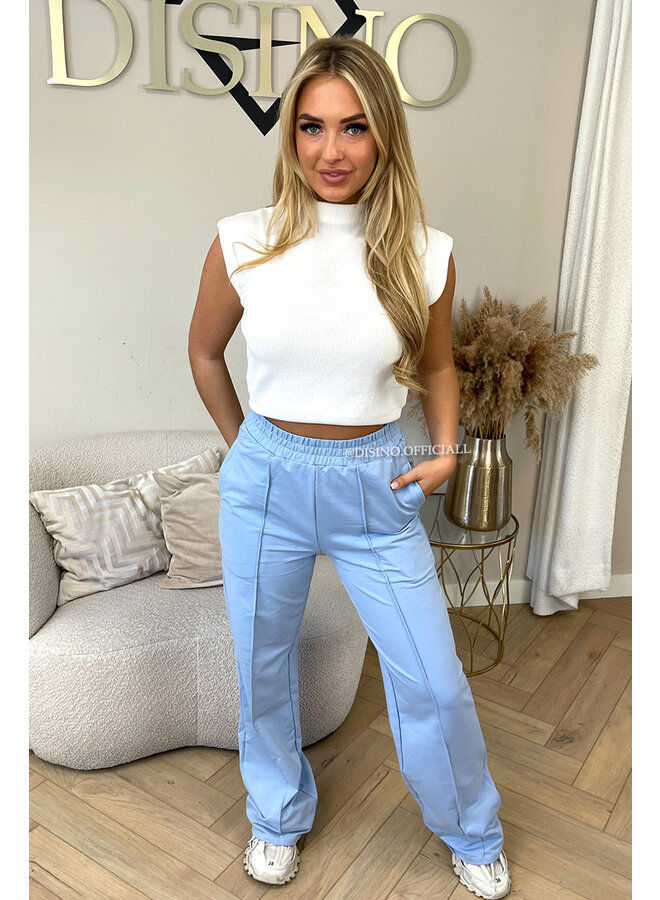 BLUE - 'EVI COMFY PANTS' - PREMIUM QUALITY WIDE LEG JOGGER PANTS