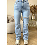LIGHT BLUE - 'BOSTON' - STRETCH RIPPED KNEE WIDE LEG JEANS