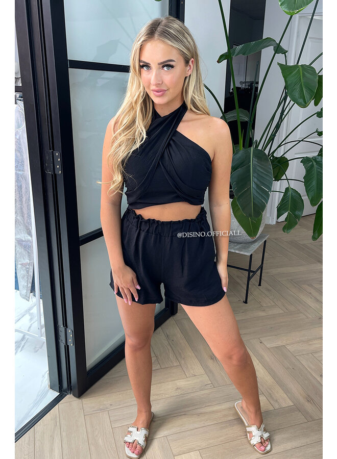 BLACK - 'KAYLEIGH SHORT' - SUMMER TWO PIECE SET