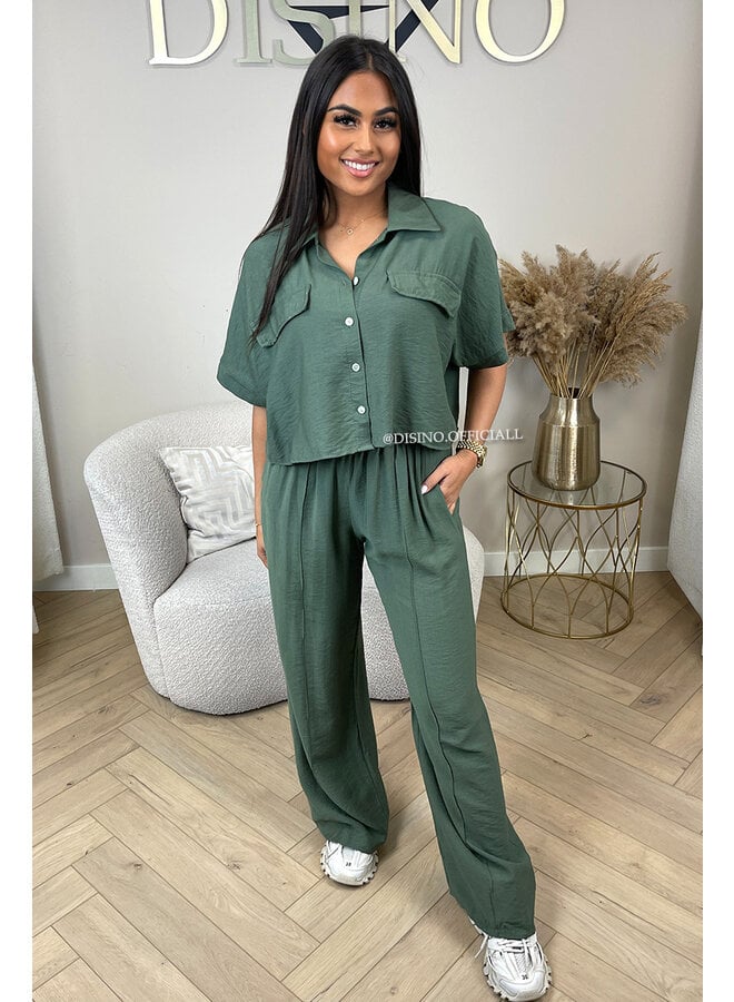 KHAKI GREEN - 'SHANNEN SET' - TWO PIECE SUMMER COMFY SET