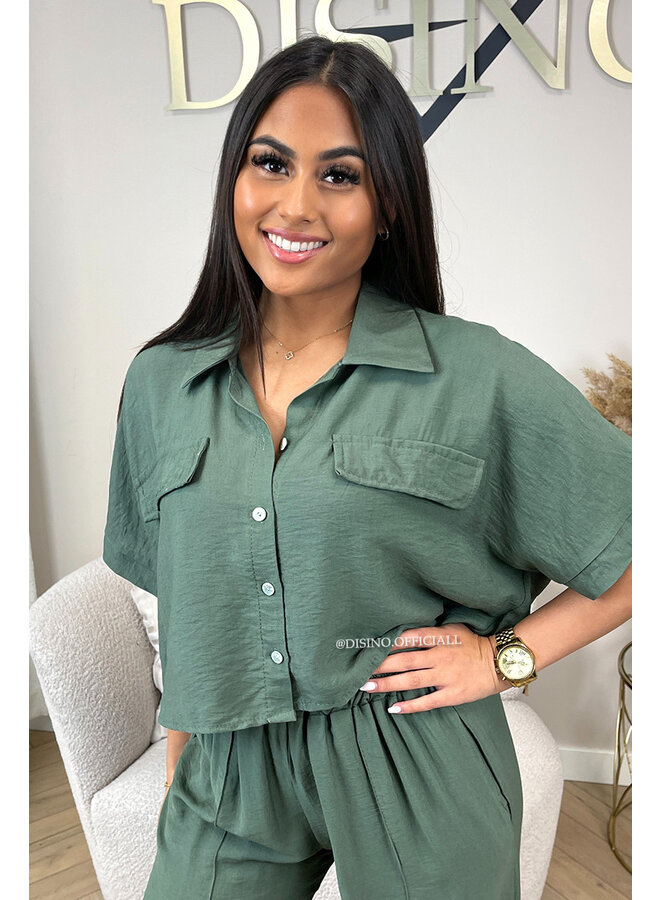KHAKI GREEN - 'SHANNEN SET' - TWO PIECE SUMMER COMFY SET