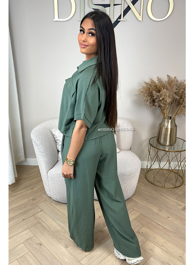 KHAKI GREEN - 'SHANNEN SET' - TWO PIECE SUMMER COMFY SET