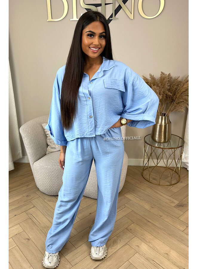 LIGHT BLUE - 'SHANNEN SET' - TWO PIECE SUMMER COMFY SET