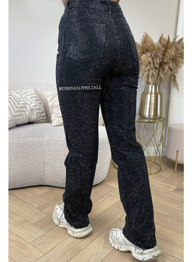BLACK - 'CELINA DIAMONDS JEANS' - EXCLUSIVE STRETCH STRAIGHT LEG JEANS