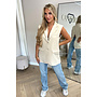 BEIGE - 'ELICIANA GILET' - SPLITTED BACK OVERSIZED GILET