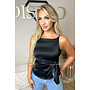 BLACK - 'LUNA TOP' - CLASSY SATIN KNOT TOP