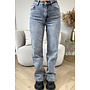 QUEEN HEART JEANS - GREY - 'ORLANDO' - PERFECT WASHING STRETCH WIDE LEG JEANS