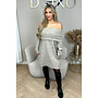 BEIGE - 'MILOU DRESS' - PREMIUM QUALITY OFF SHOULDER KNITTED  DRESS