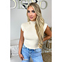 BEIGE - 'CLEO' - BOYFRIEND PUFF SHOULDER TOP