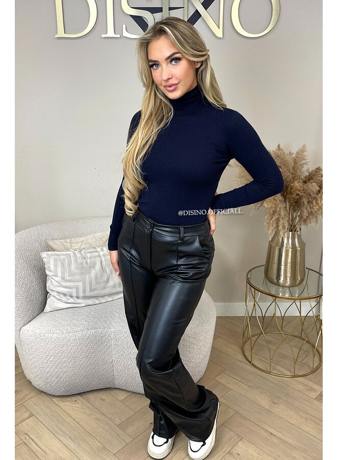 NAVY BLUE - 'DEMI COL' - SOFT TOUCH BASIC COL TOP