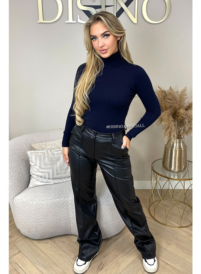 NAVY BLUE - 'DEMI COL' - SOFT TOUCH BASIC COL TOP