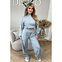 GREY - 'EVI SET' - PREMIUM QUALITY WIDE LEG + SWEATER TWO PIECE SET