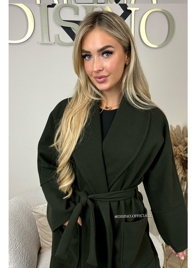 ARMY GREEN - 'INAYA' - OVERSIZED MANTEL JACKET