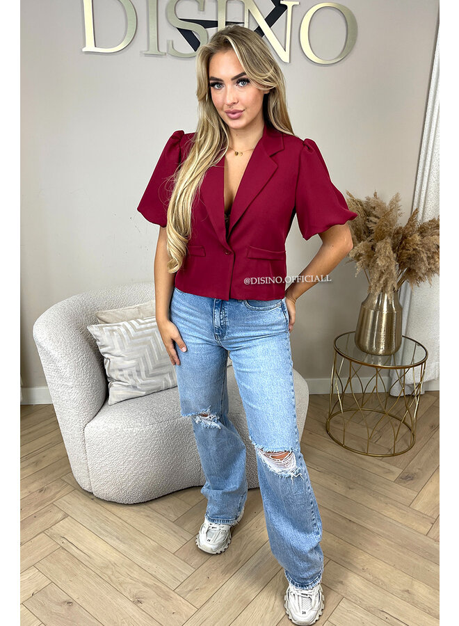 BORDEAUX - 'FÉLINE' - PUFF SHOULDER CROPPED BLAZER