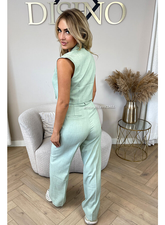 MINT GREEN - 'VIENNA GILET' - LINNEN LOOK GILET