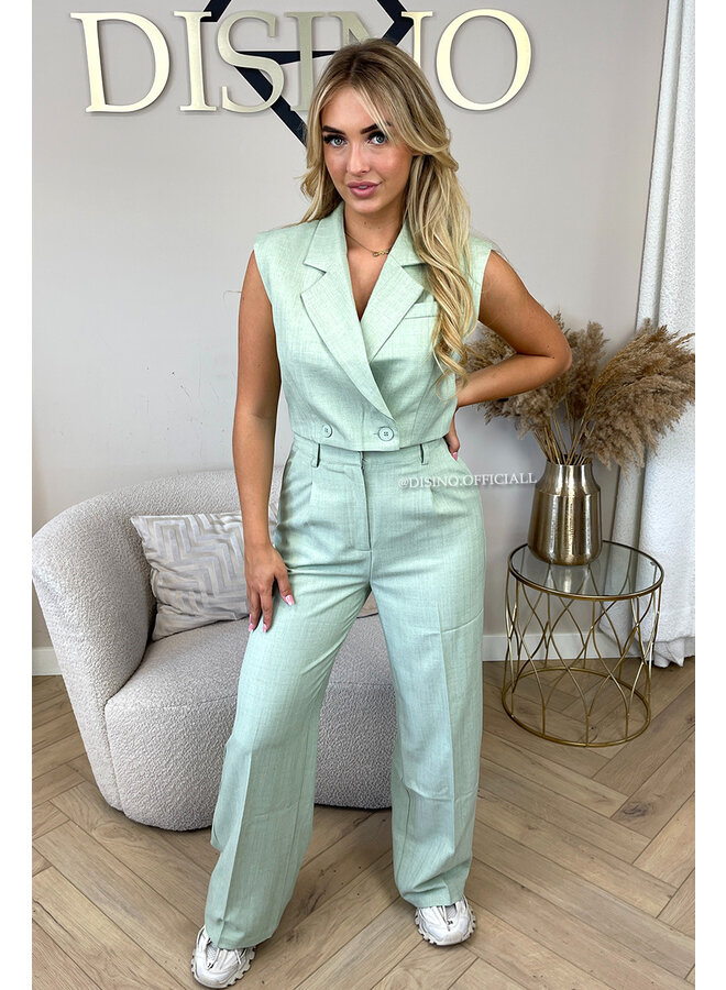 MINT GREEN - 'VIENNA GILET' - LINNEN LOOK GILET