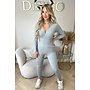 LIGHT GREY - 'TYRA' - SUPER SHAPING RIBBED ZIPPER SEAMLESS JUMPSUIT