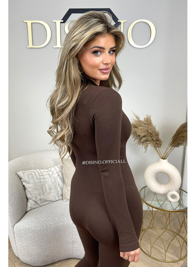 CHOCO - 'TYRA' - SUPER SHAPING RIBBED ZIPPER JUMPSUIT