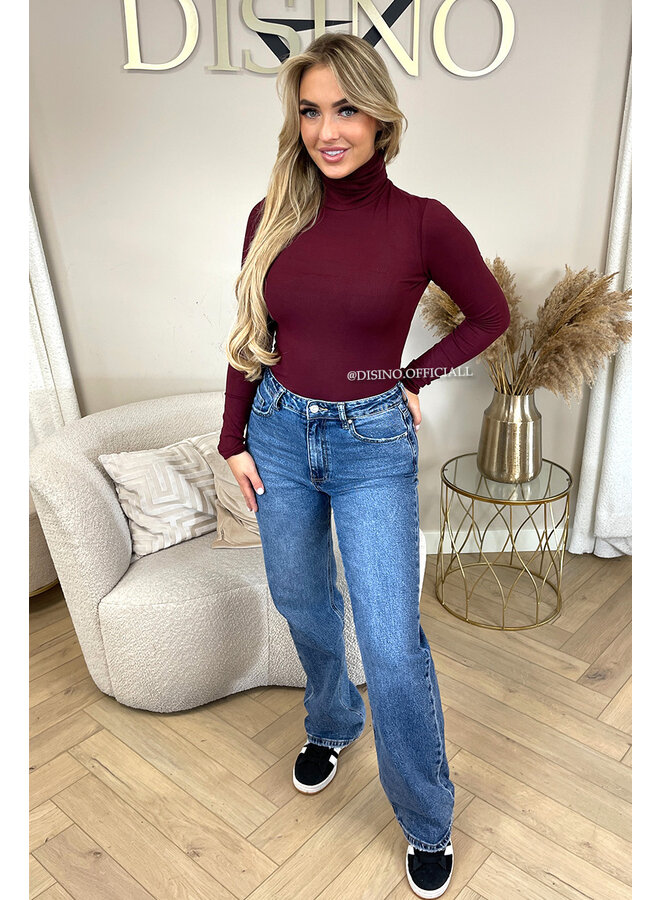 BORDEAUX - 'TANJA' - SUPER STRETCH TURTLE NECK BODYSUIT