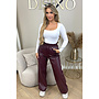 BORDEAUX - 'IVANA PANTS' - FAUX LEATHER WIDE LEG PANTS