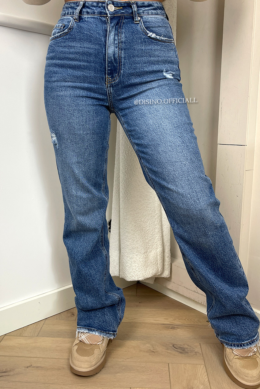 QUEEN HEART JEANS DARK BLUE MCKENZIE SUPER STRETCH WIDE LEG JEANS DISINO Fashion Boutique