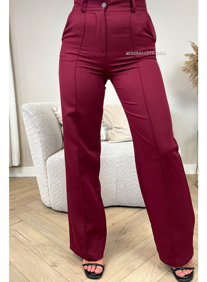 BORDEAUX - 'KIANA V2 PANTS' - PERFECT FIT HIGH WAIST STRAIGHT PANTALON