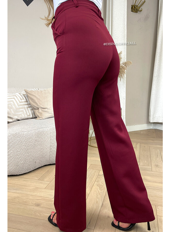 BORDEAUX - 'KIANA V2 PANTS' - PERFECT FIT HIGH WAIST STRAIGHT PANTALON