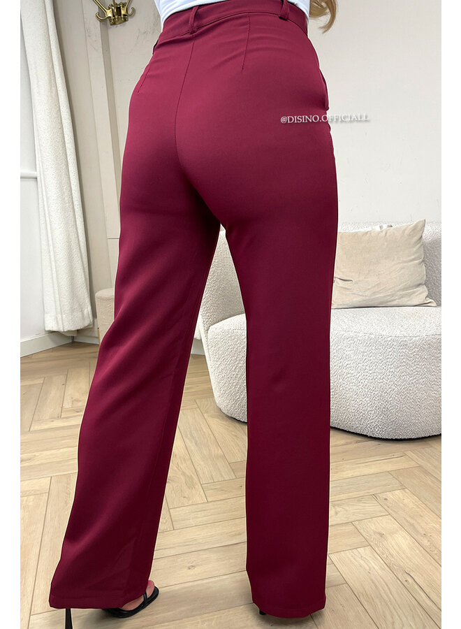 BORDEAUX - 'KIANA V2 PANTS' - PERFECT FIT HIGH WAIST STRAIGHT PANTALON