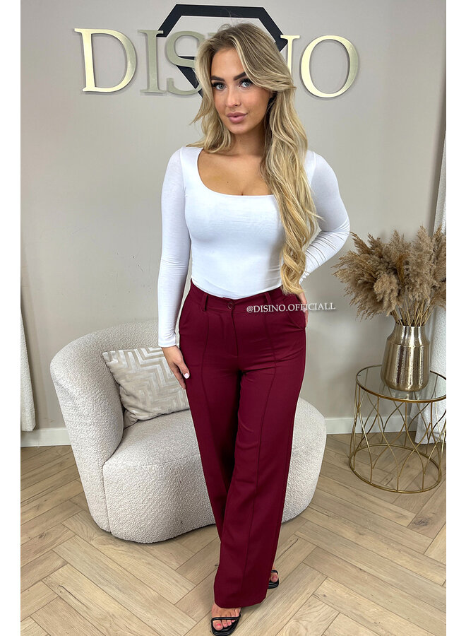 BORDEAUX - 'KIANA V2 PANTS' - PERFECT FIT HIGH WAIST STRAIGHT PANTALON