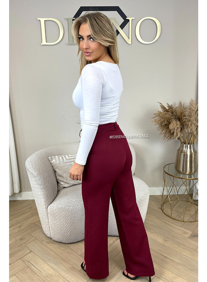 BORDEAUX - 'KIANA V2 PANTS' - PERFECT FIT HIGH WAIST STRAIGHT PANTALON
