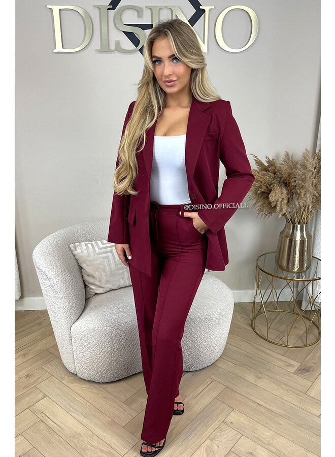 BORDEAUX - 'KIANA V2 PANTS' - PERFECT FIT HIGH WAIST STRAIGHT PANTALON