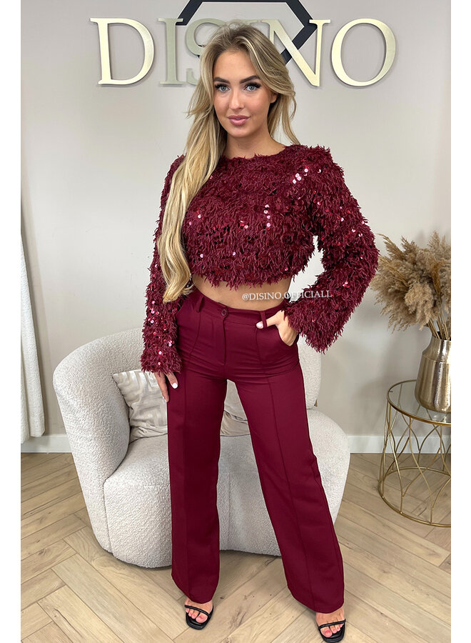 BORDEAUX - 'VEERA SPARKLE TOP' - SOFT FLUFFY LONG SLEEVE TOP