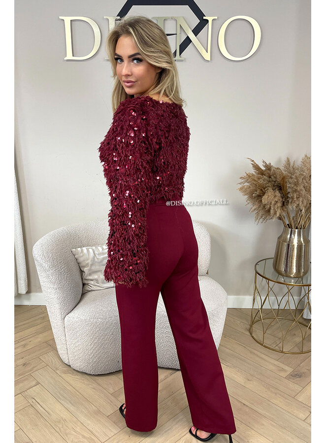 BORDEAUX - 'VEERA SPARKLE TOP' - SOFT FLUFFY LONG SLEEVE TOP