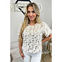 BEIGE - 'VEERA SPARKLE TOP' - SHORTSLEEVE SOFT FLUFFY TOP