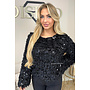 BLACK - 'VEERA SPARKLE TOP' - SOFT FLUFFY LONG SLEEVE TOP