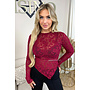 BORDEAX - 'ALISSA TOP' - ASSYMETRIC STRETCH LACE TOP