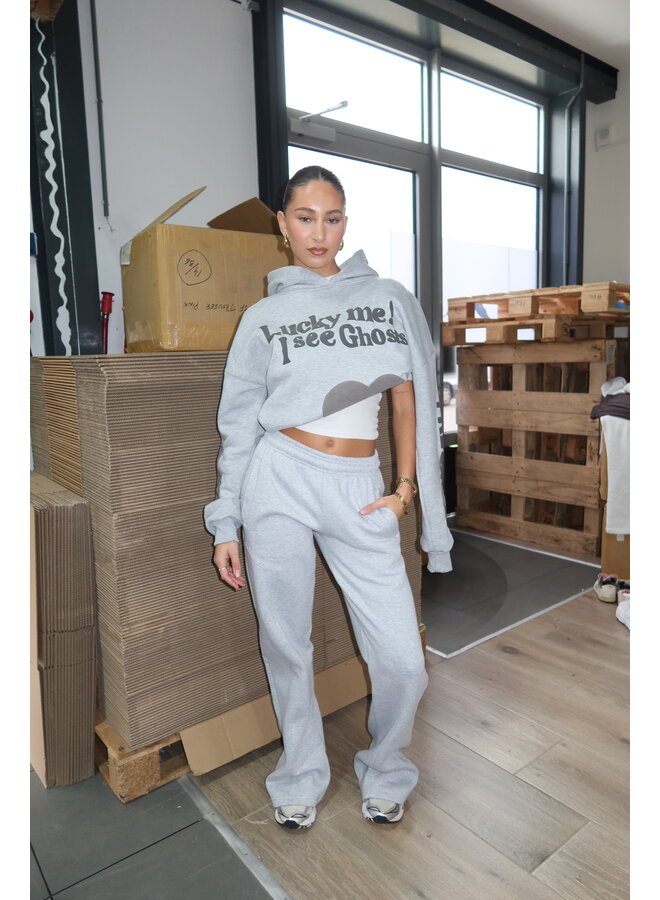 GREY MELANGE - 'LUCKY ME SET' - PREMIUM QUALITY HOODIE + JOGGER SET