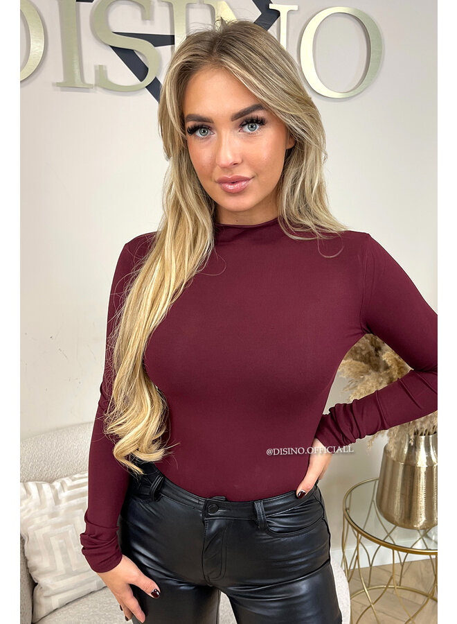 BORDEAUX - 'MIA TOP' - PERFECT FIT HIGH NECK LONGSLEEVE TOP