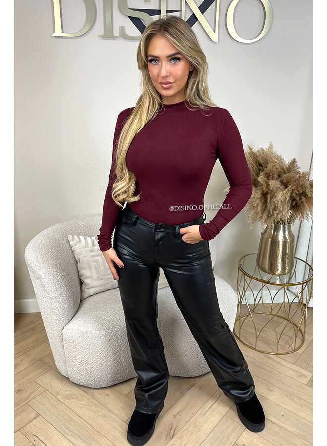 BLACK - 'LEAH' - STRETCH VEGAN LEATHER WIDE LEG JEANS - 9213