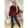 BORDEAUX - 'SHORT DIVA COAT' - FLUFFY FAUX FUR OVERSIZED COAT