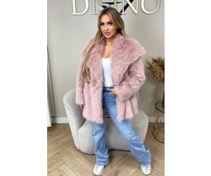 PINK - 'DIVA COAT' - FLUFFY FAUX FUR OVERSIZED COAT - DISINO
