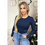 NAVY BLUE - 'JACKY LONGSLEEVE' - DOUBLE LAYERED BASIC TOP