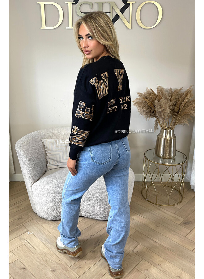 BLACK - 'LEO NY KNIT' - PREMIUM QUALITY NEW YORK ON MY BACK SWEATER