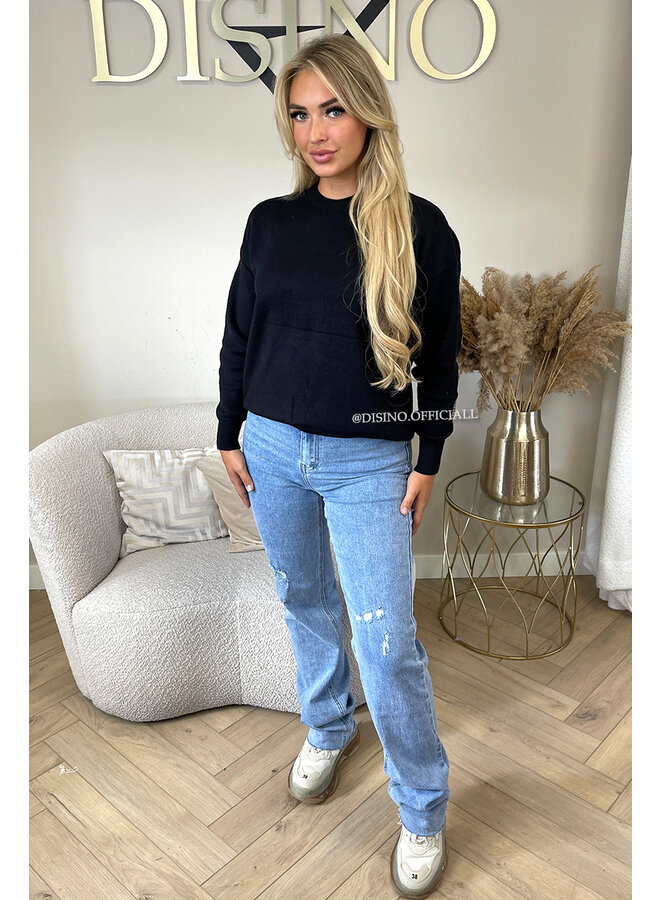 BLACK - 'LEO NY KNIT' - PREMIUM QUALITY NEW YORK ON MY BACK SWEATER