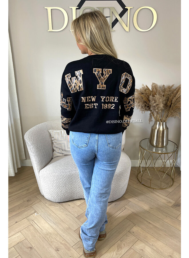 BLACK - 'LEO NY KNIT' - PREMIUM QUALITY NEW YORK ON MY BACK SWEATER